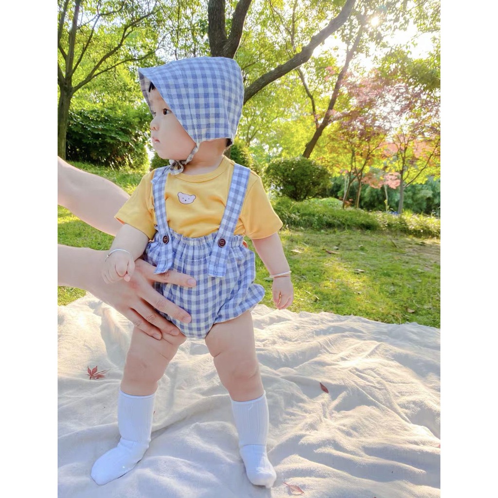 Yếm Chéo Kẻ Caro Minky Cho Bé (7-17kg)