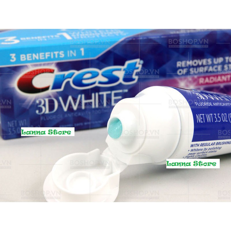 Kem đánh răng Crest 3d White Radiant Mint siêu trắng sáng 116 gram - Mỹ