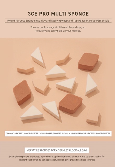 TÚI 13 MÚT MAKEUP 3CE PRO MULTI SPONGE | BigBuy360 - bigbuy360.vn