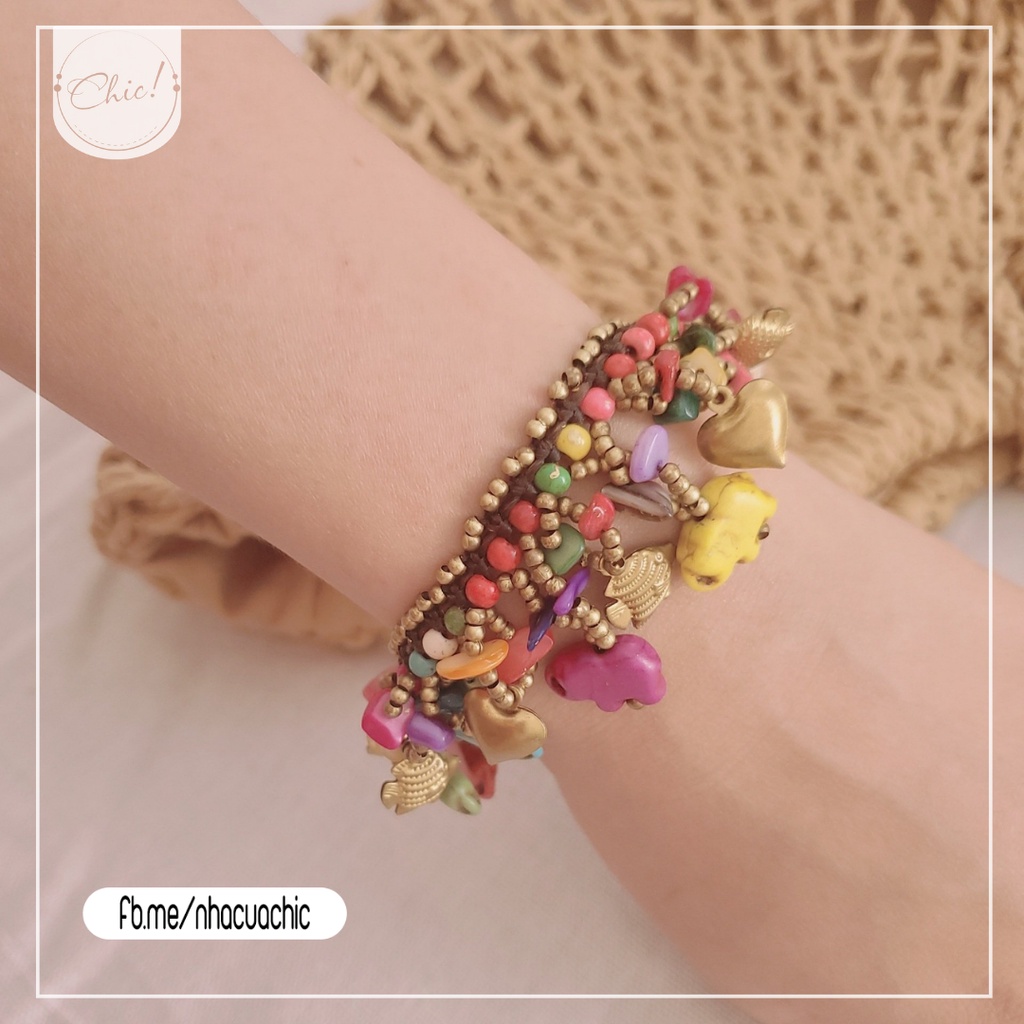 Vòng tay boho tua rua - loại voi - Lắc tay vintage phong cách bohemian