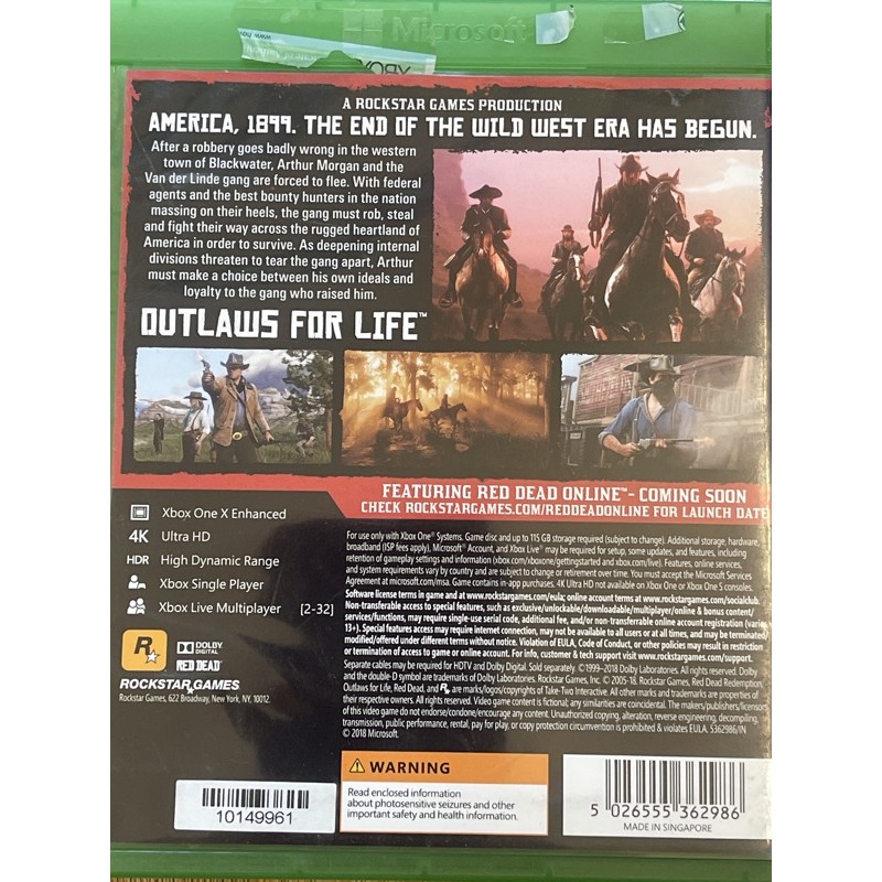 Đĩa Xbox One RED DEAD REDEMPTION 2