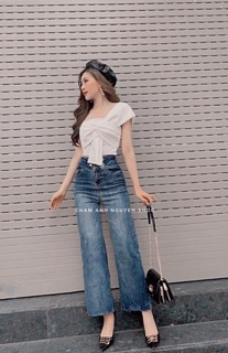 Áo kiểu chất kate lụa đắp chéo bắt nơ