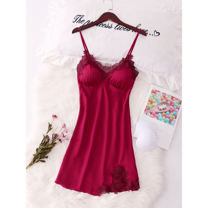Đầm Ngủ Hai Dây Siêu Mỏng Bằng Lụa Mát Phối Ren Quyến Rũ Dành Cho Nữ Vào Mùa Hè 2021 | BigBuy360 - bigbuy360.vn