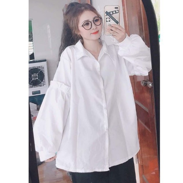 Áo sơ mi tay phồng form rộng y hình mẫu mặc(Ảnh thật 100%) | BigBuy360 - bigbuy360.vn