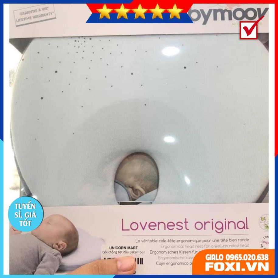 Gối chống bẹt đầu Lovenest Babymoov-Phù hợp với mọi loại giường-nôi-cũi-xe đẩy-Giúp bé ngủ sâu giấc hơn và thoải mái hơn