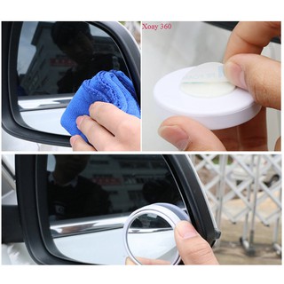Bộ 2 gương cầu lồi gắn kính chiếu hậu tăng góc quan sát phù hợp cho nhiều loại xe hơi, ô tô ( Màu Trắng)