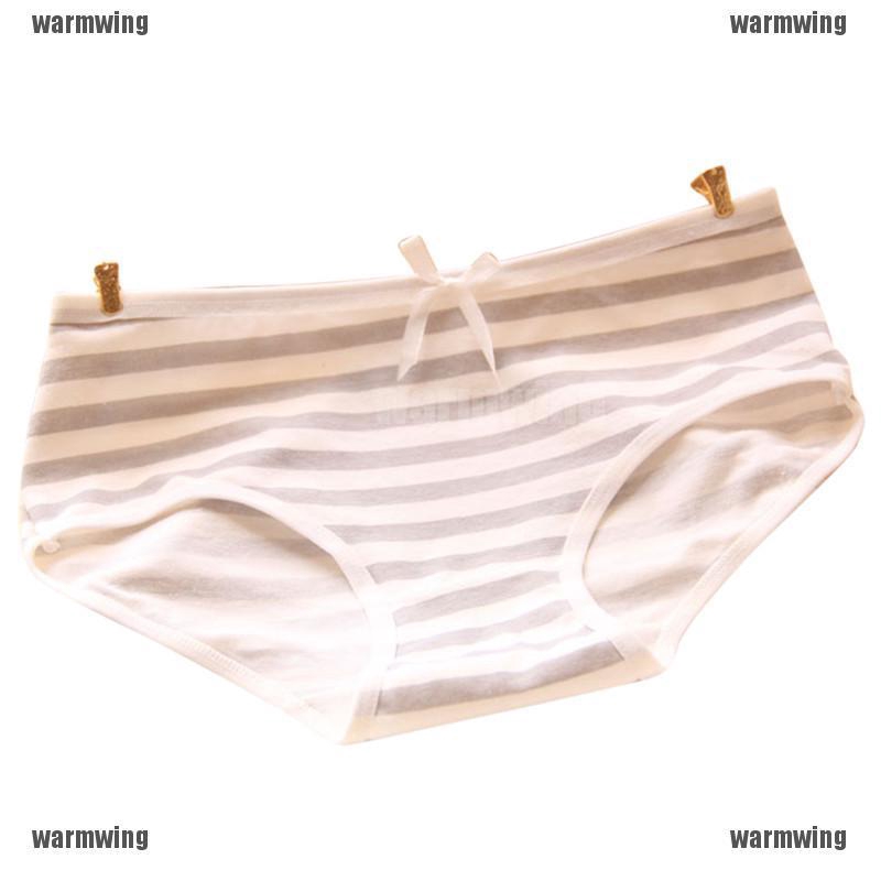 Quần Lót Cotton Kẻ Sọc Đính Nơ Dễ Thương Cho Nữ
