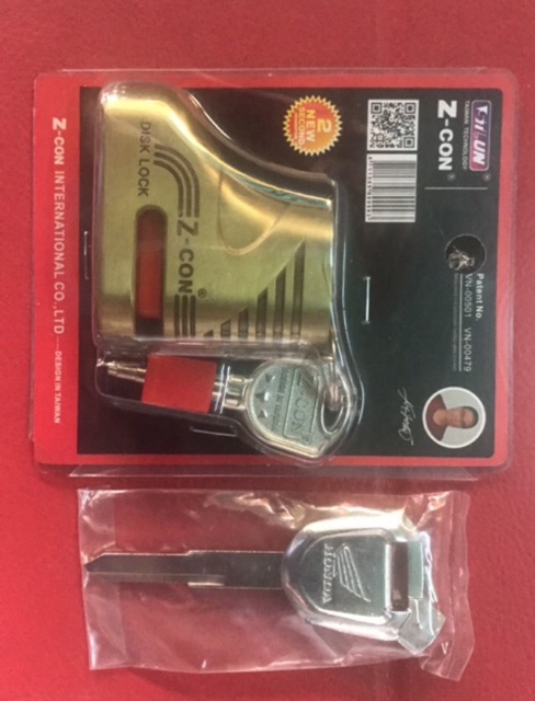Combo ổ khoá đĩa xe máy Z-CON + phôi chìa khoá INOX xe Winner , PCX