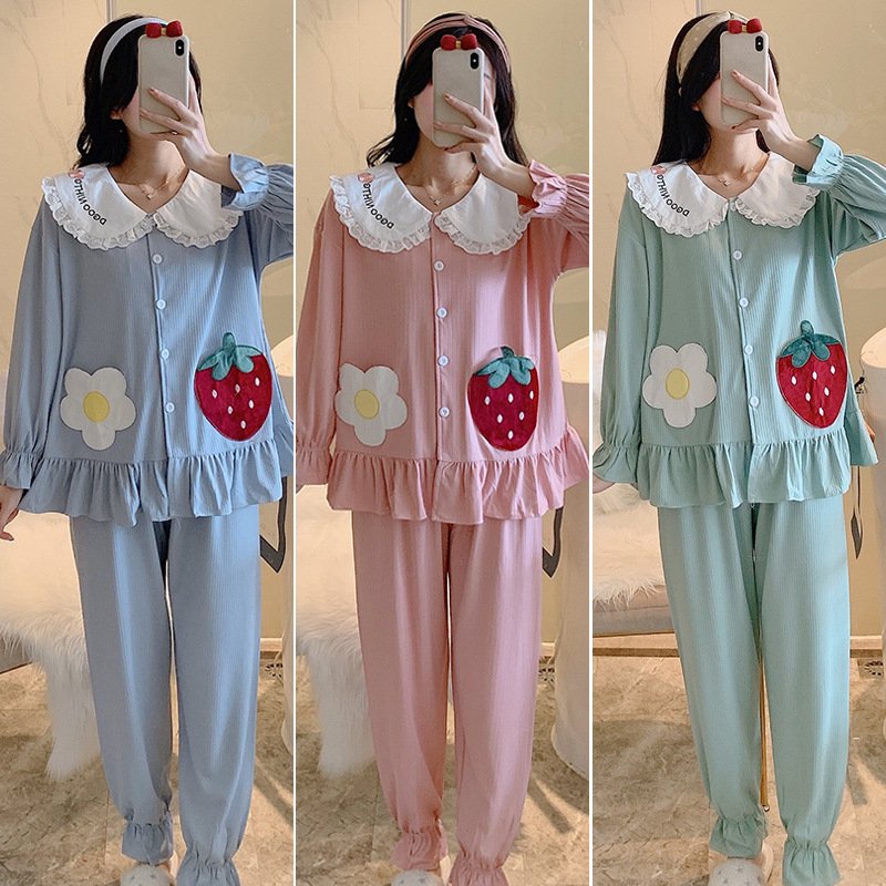 Đồ ngủ nữ bộ đồ mặc nhà tiểu thư ngọt ngào chất liệu vải thun