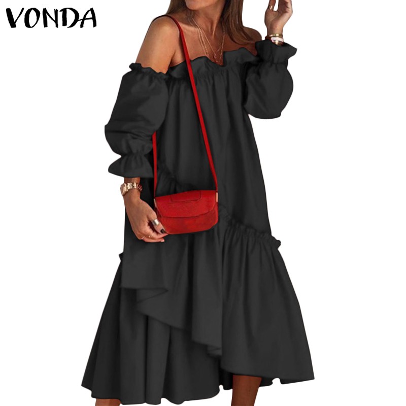 VONDA Women Long Sleeve Off Shoulder Sexy Party Ruffled Long Dress | BigBuy360 - bigbuy360.vn