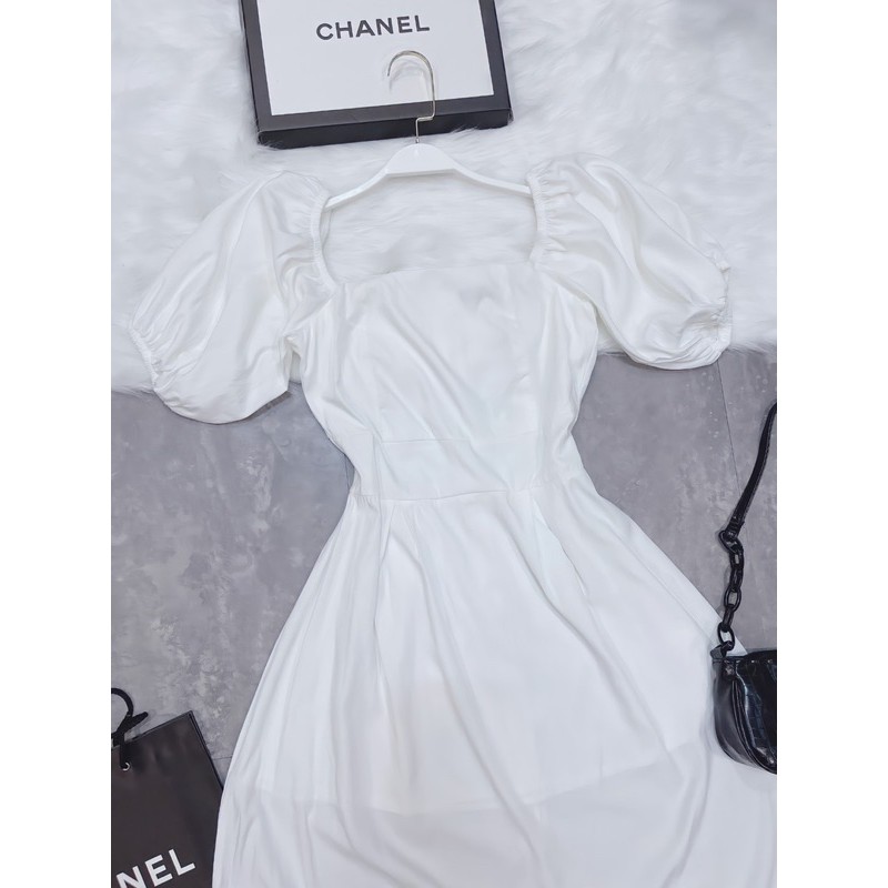 VNU244 - VÁY TRẮNG TẰM THÁI 2 LỚP CỔ VUÔNG | BigBuy360 - bigbuy360.vn