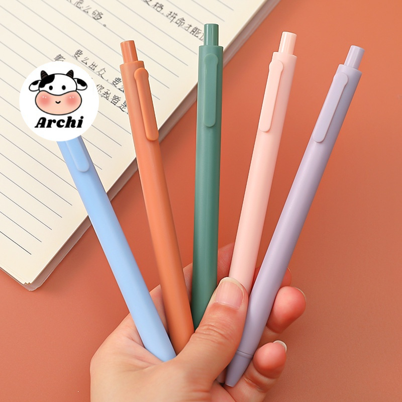 Bút bi bấm mực đen dễ thương cute ngòi 0.5mm màu pastel