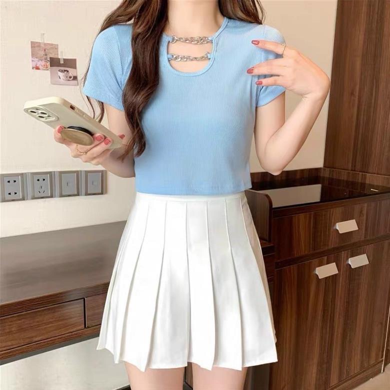 🌱ÁO CROPTOP TAY NGẮN PHỐI XÍCH🌱 ÁO THUN NỮ NHIỀU MÀU