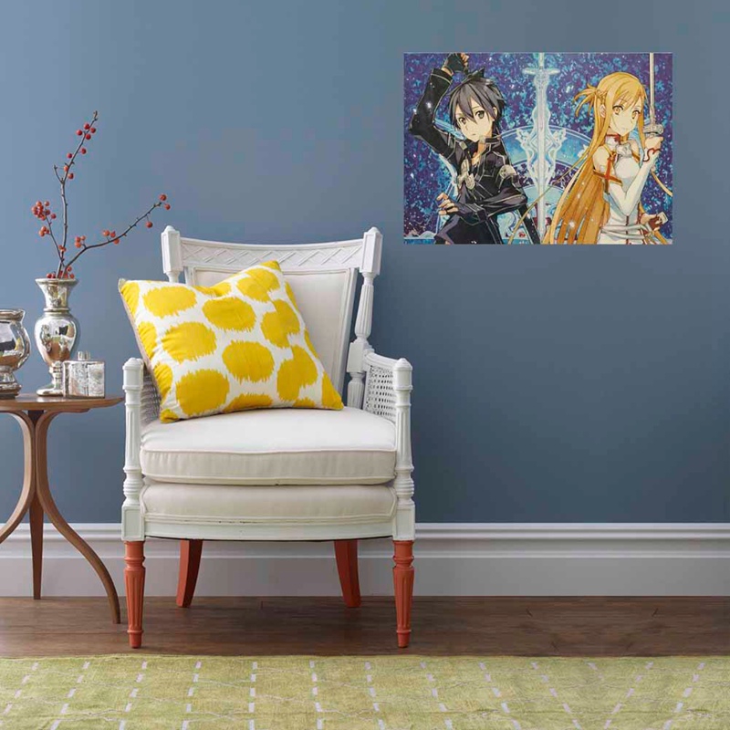 Anime Sword Art Online Kirito Asuna Wall Poster Home Decorative Paintings