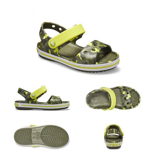 Sandal Trẻ Em - Dép Quai Hậu Cho Bé Cross Band Màu Camo Vàng - Tặng 10 Sticker Hình Gắn - Hàng nhập khẩu