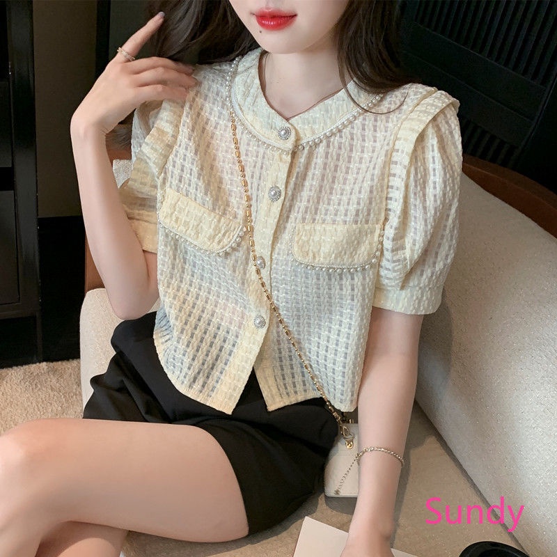 Áo Sơ Mi Voan Tay Phồng Thời Trang Mùa Hè Dành Cho Nữ