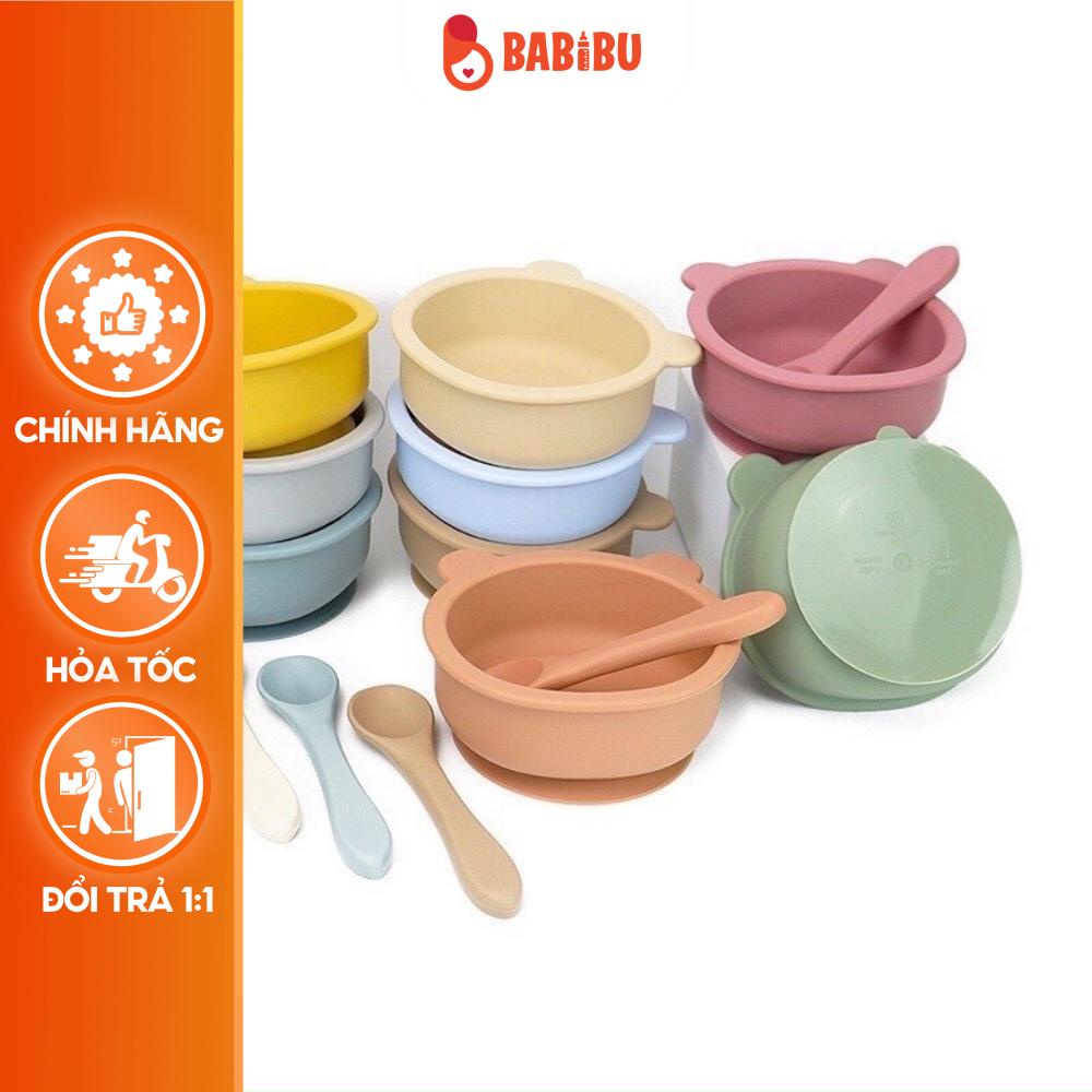 Bát Ăn Dặm Bằng Silicon, Họa Tiết Động Vật Ngộ Nghĩnh,Cao Cấp, Có Đế Hít Chống Đổ Cho Bé Babibu