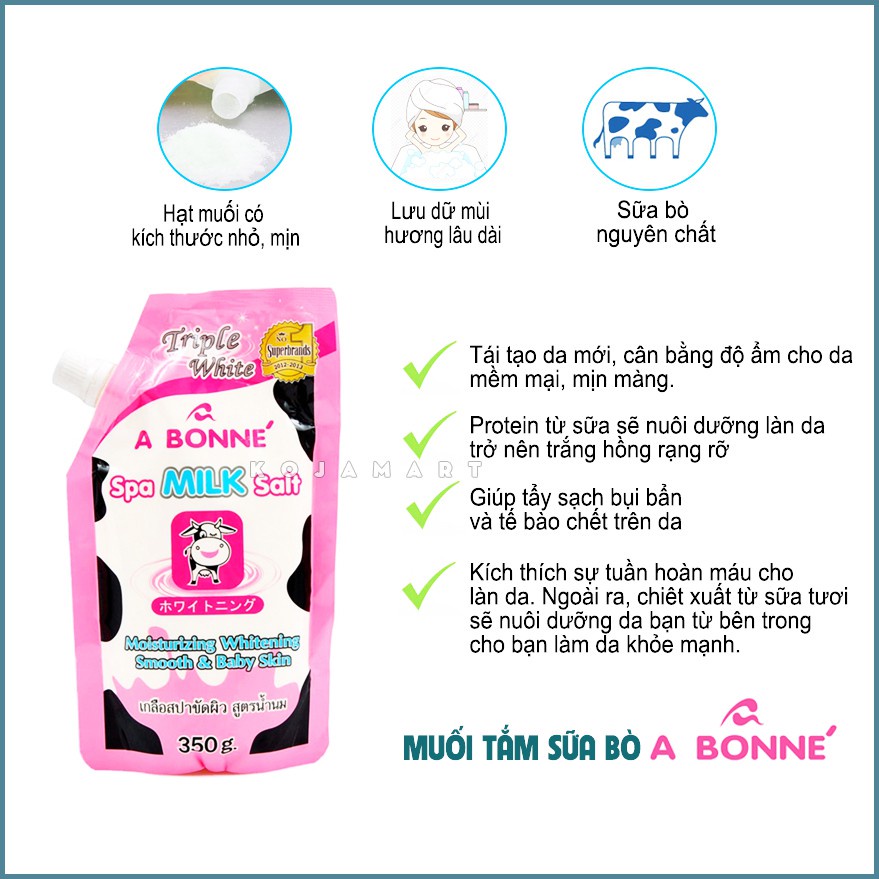 Muối tắm sữa bò tẩy tế bào chết A Bonne Spa Milk Salt 350g Thái Lan -Hàng chuẩn có hóa đơn