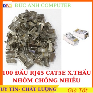 Đầu mạng RJ45 Cat5/ Cat6 xuyên thấu - Bịch 100 cái - Loại tốt, Chống nhiễu, Đầu NHựa/ Đầu Nhôm