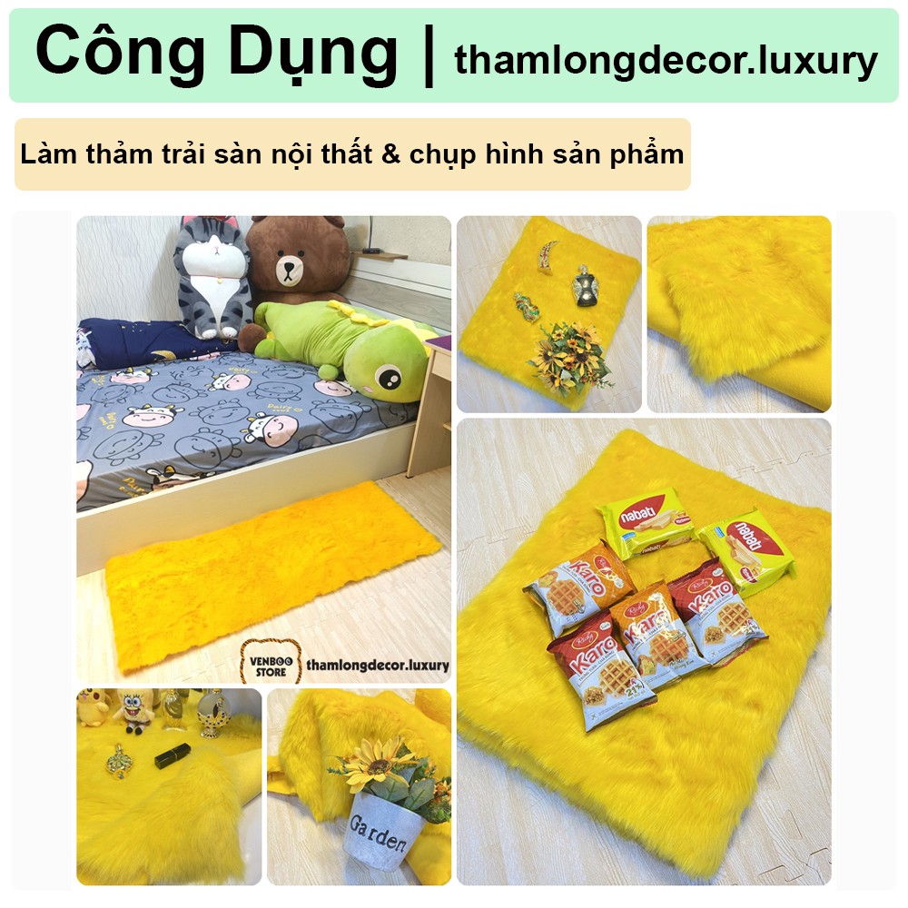 Thảm Lông Chụp Ảnh | Thảm Lông Trải Sàn Decor Phòng Ngủ Decor Bàn Trang Điểm | Vàng Cheese 3cm
