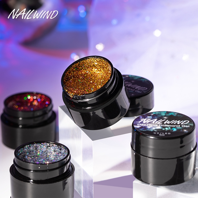 Gel kim cương NAILWIND lấp lánh màu sáng sấy đèn LED/UV trang trí móng tay