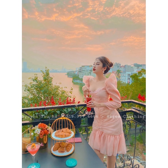 Váy nhún ngực đuôi cá tay bồng chuẩn hàng hotgirl Ha Gem