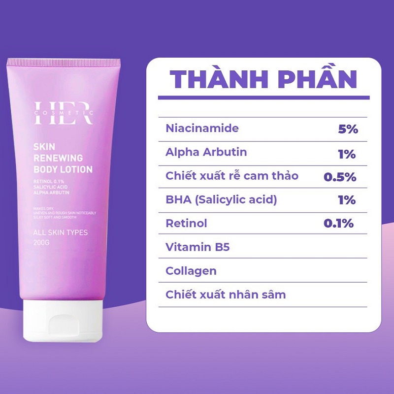 Kem Dưỡng Trắng Da Toàn Thân HER TREATMENT Skin Renewing Body Chính Hảng