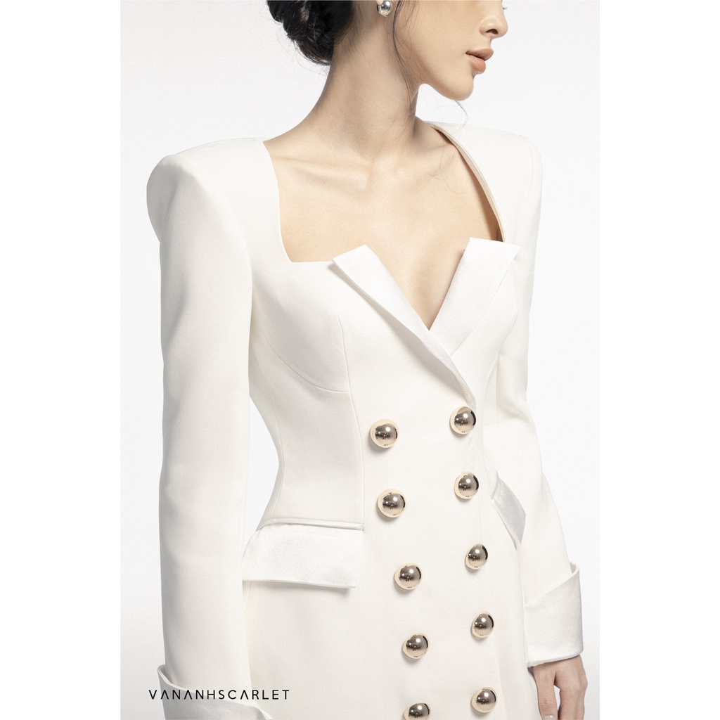Váy vest nữ VANANHSCARLET Dai tay hai hàng cúc V188S21