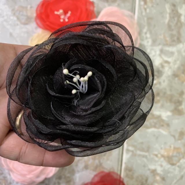 Hoa voan cài tóc cô dâu đường kính 10 cm