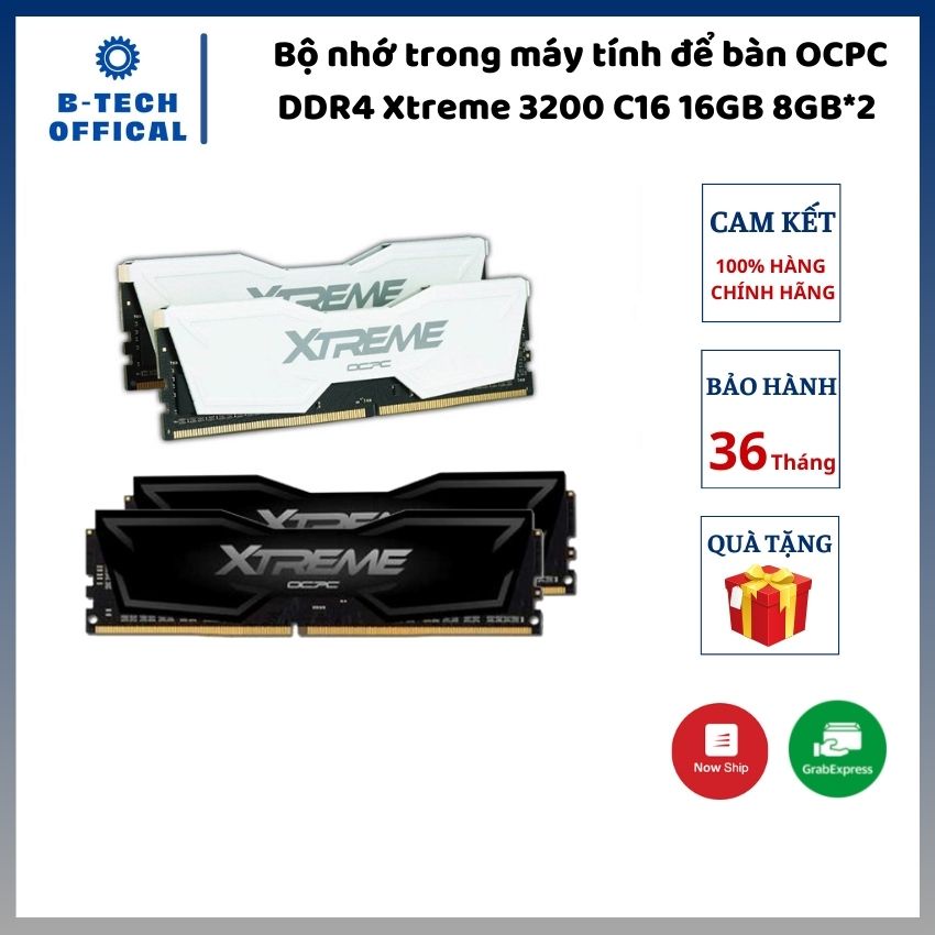 Bộ nhớ trong máy tính để bàn OCPC DDR4 Xtreme 3200 C16 16GB 8GB*2 - Hàng chính hãng bảo hành 36 tháng