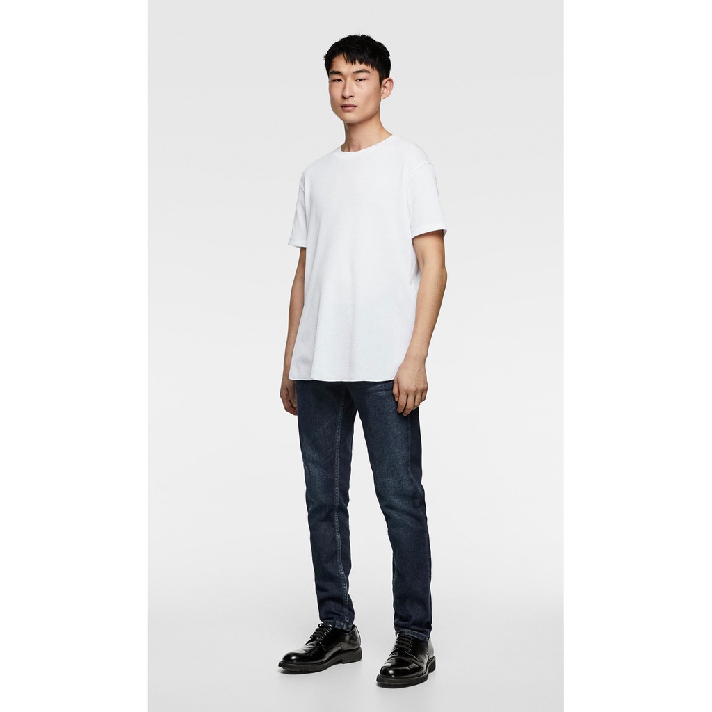 Áo Thun Cổ Tròn Zara Textured Waffle T-Shirt Longtee.