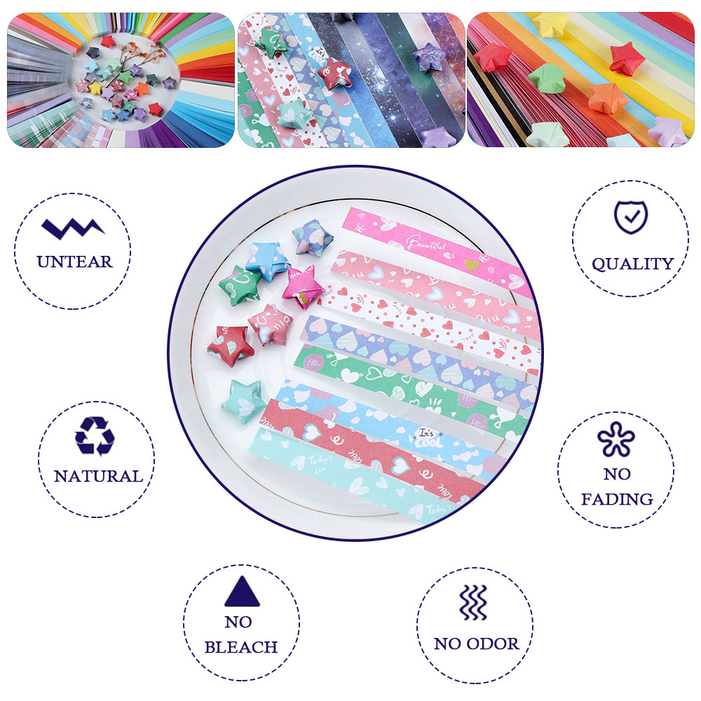 Bộ 540 giấy một mặt gấp sao nhiều màu kẹo ngọt trộn lẫn dành cho DIY / quà tặng / sổ lưu niệm / trang trí nhà