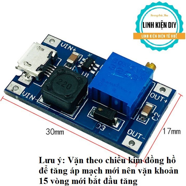 Mạch Tăng Áp Đầu Vào Microusb hoặc Dc 2v đến 24v ra Dc 5v đến 28v tối đa 2A