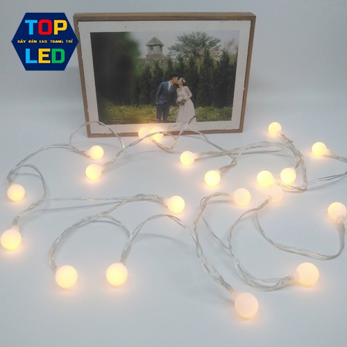 Dây đèn led trang trí cherry ball dài 2 mét 10 bóng dùng pin giá rẻ TOPLED T010