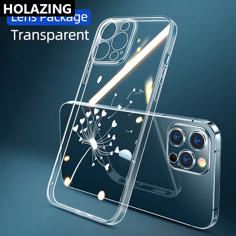 Ốp điện thoại TPU mềm trong suốt họa tiết hoa bồ công anh cho iPhone 12 Pro Max Mini iPhone 11 8 7 Plus XR XS Max