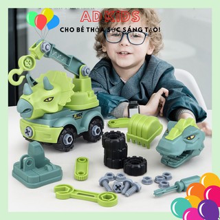 Bộ xe đồ chơi lắp ráp 4 xe mô hình khủng long lắp ghép. Kích thích khả năng tư duy sáng tạo cho bé.