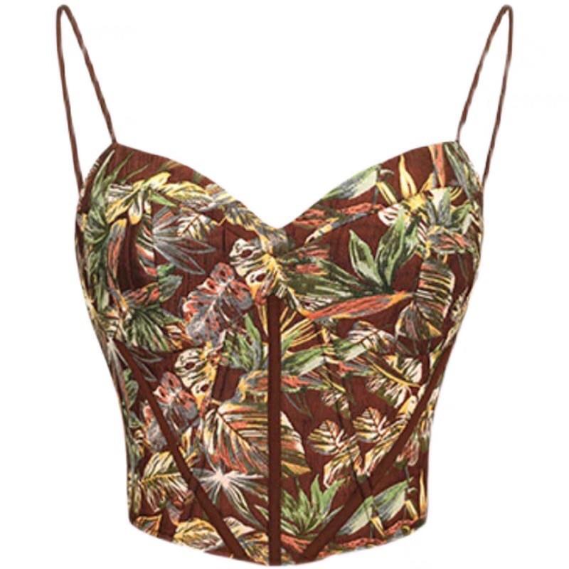 SET Áo Dây Ôm Croptop Hoa + Váy Xoè Đỏ Đô Sang Chảnh