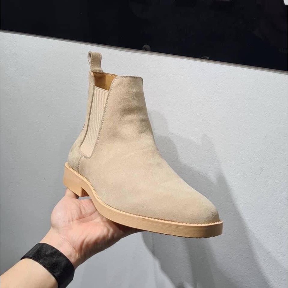 Giày Chelsea boots cao cổ thời trang nam chất liệu da lộn đế độn 3.5cm màu tan | BigBuy360 - bigbuy360.vn