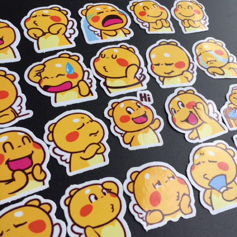 Bộ 20 Sticker emoji khủng long cute. Hình dán chống nước, trang trí xe, điện thoại, laptop.