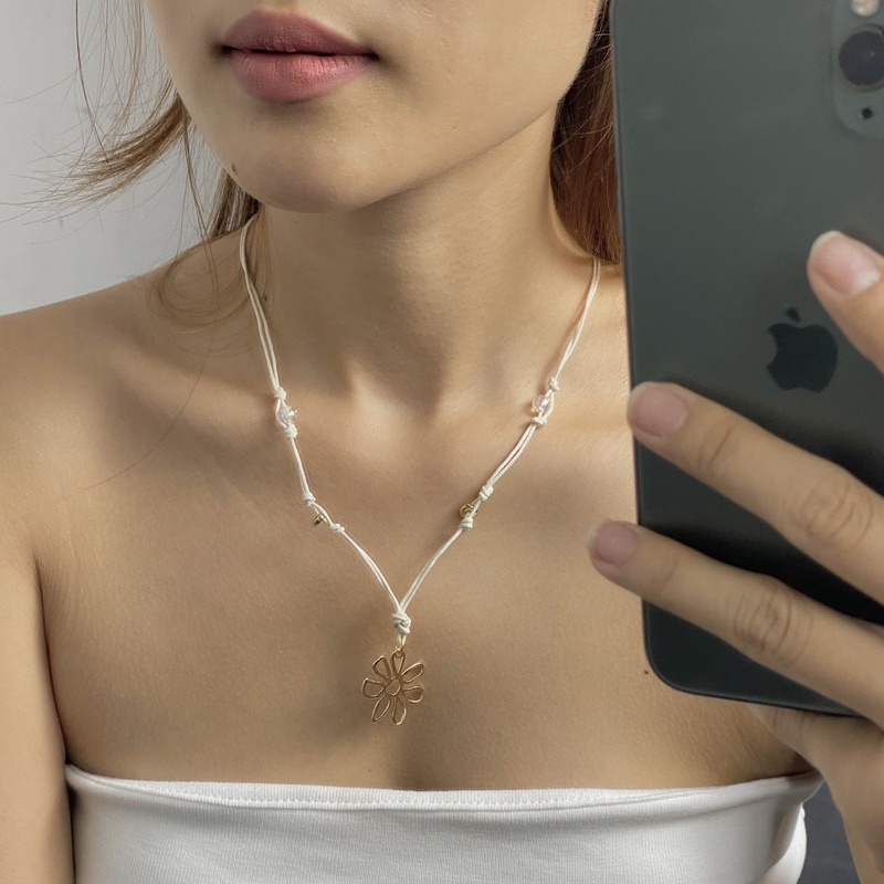 Dây chuyền nữ mặt dây bông hoa 25mm có móc khoá và mắc xích 3cm