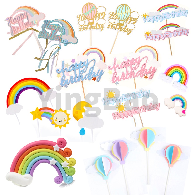 50 Kiểu Chữ Happy Birthday Màu Sắc Cầu Vồng Trang Trí Bánh Kem