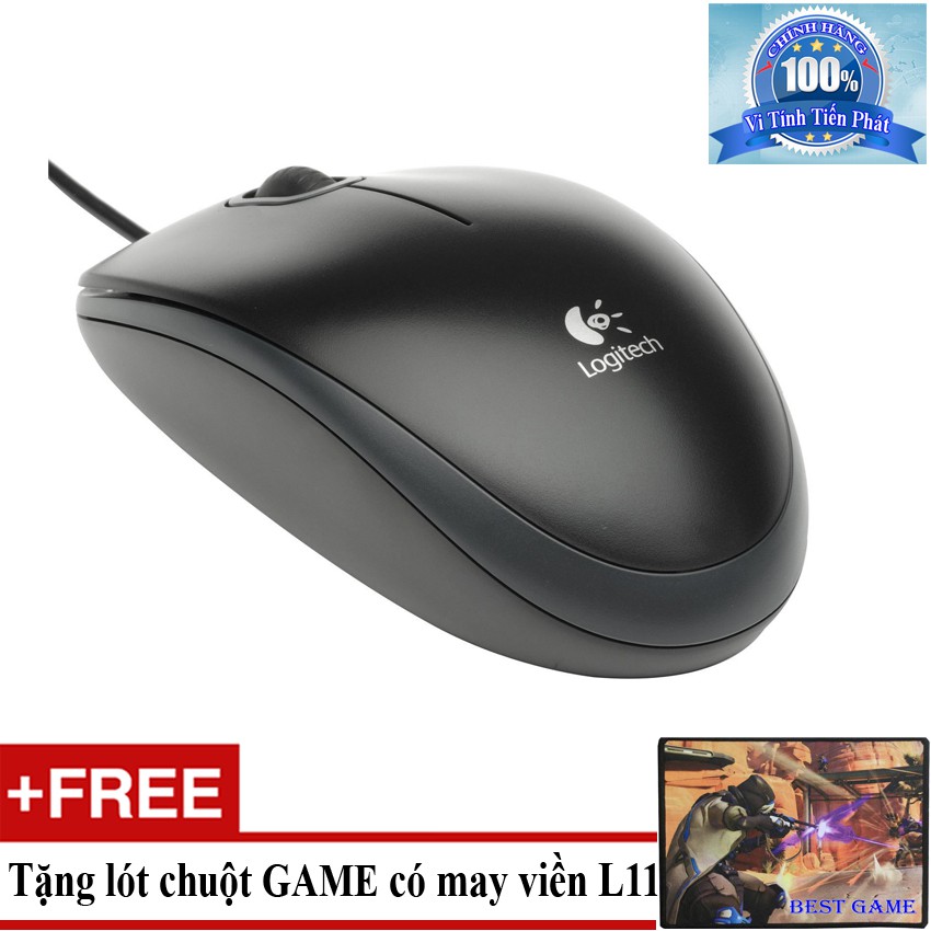 Chuột có dây Logitech B100 + Tặng miếng lót chuột L11