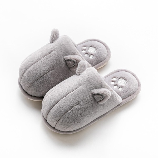 Dép bông lông cừu nam nữ unisex Chân Thú đi trong nhà cực ấm chân cho mùa đông họa tiết đơn giản dễ thương TH-22