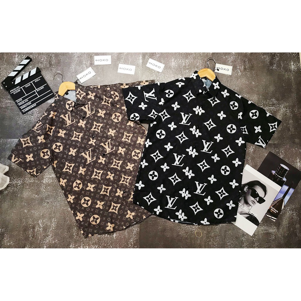 Áo sơ mi nam nữ 3D form rộng tay ngắn chất lụa in họa tiết LV , DIO thoáng mát phong cách thời trang | BigBuy360 - bigbuy360.vn