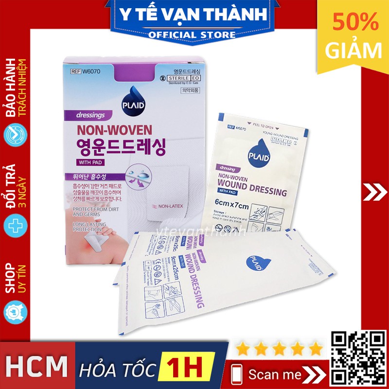 ✅ [HÀN QUỐC] Băng Gạc Vô Trùng- PLAID Young Wound Dressing, (Nhiều Size) -VT0643 | Y Tế Vạn Thành