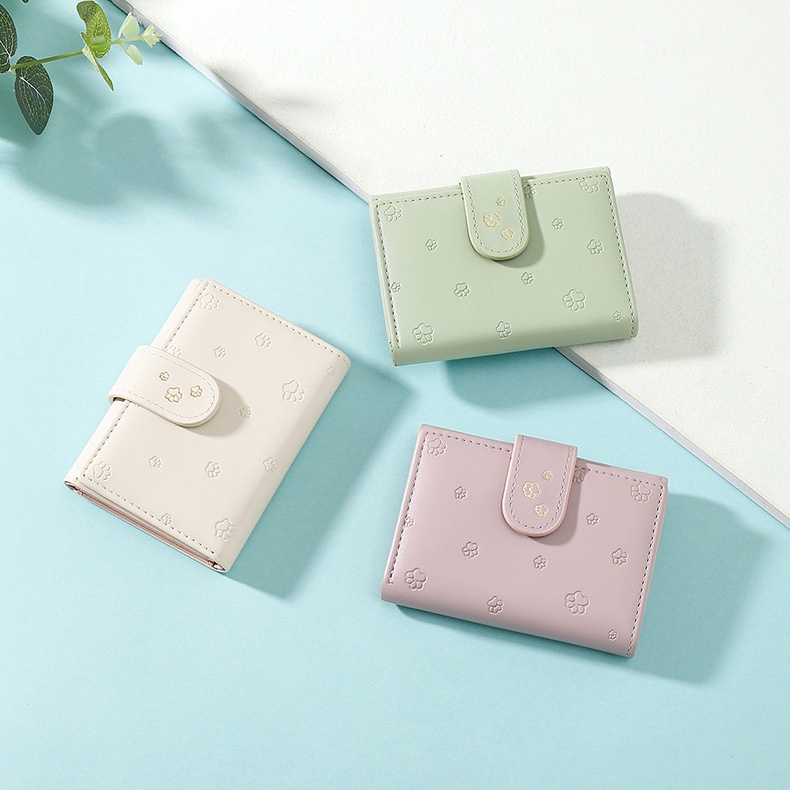 Ví ngắn PERFECT FOR YOU thiết kế 3 nếp gấp họa tiết dấu chân cún sức chứa lớn cho khóa dễ thương cho học sinh Y8844