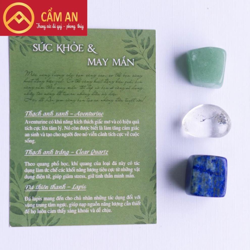 Set đá thanh tẩy tự nhiên kèm túi vải hỗ trợ may mắn, sức khỏe - Cẩm An Jade.
