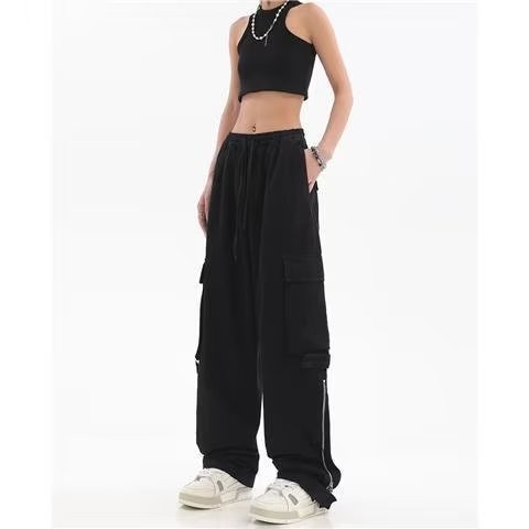 Quần Dài Ống Đứng Màu Sắc Đơn Giản Phong Cách Retro Cho Nam Nữ Quần Yếm unisex lưng cao