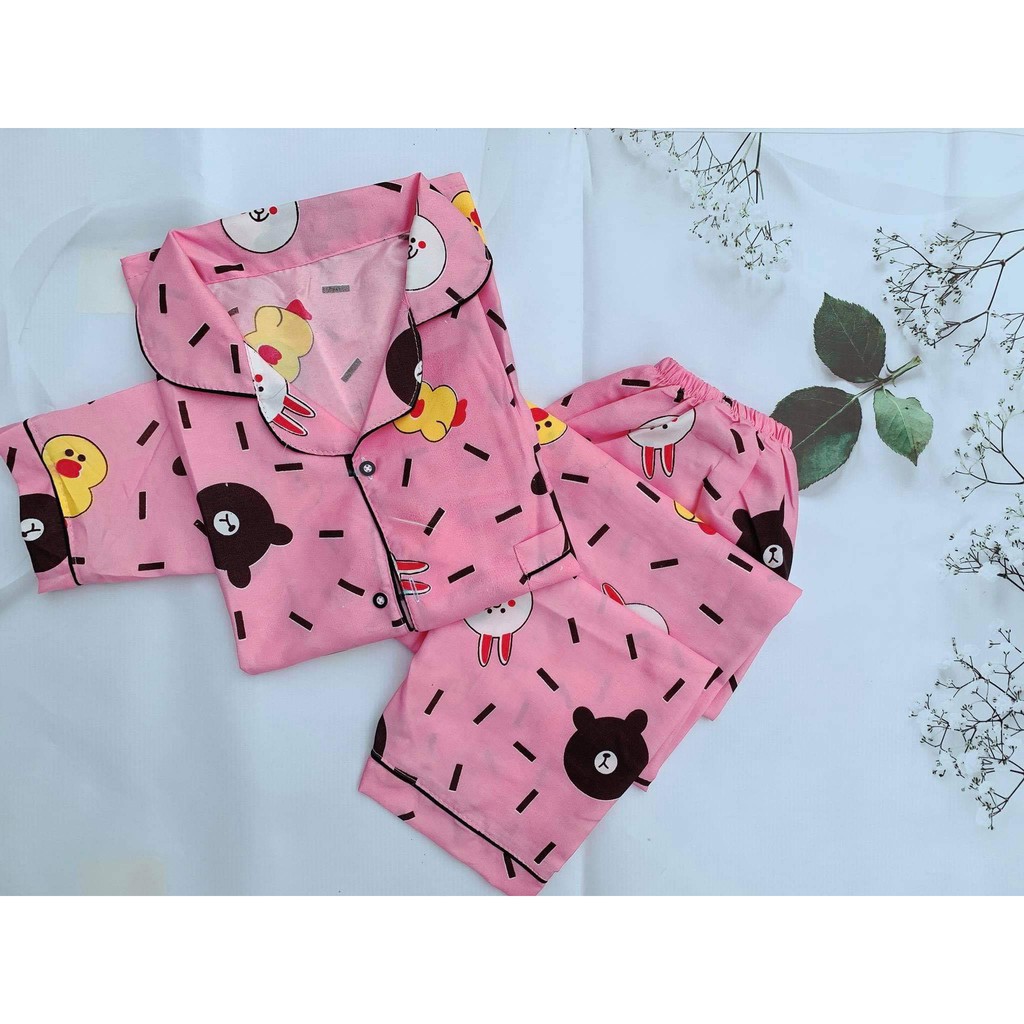 [FREESHIP] Đồ bộ mặc nhà Pijama tay ngắn quần dài chất vải kate thái 40-60kg