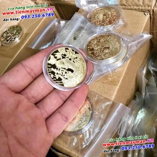 Đồng xu cá chép mạ vàng - phong thủy may mắn